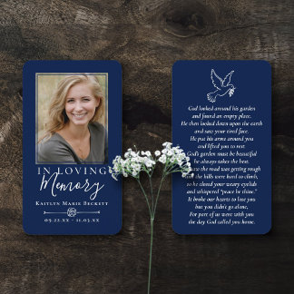 Simple Custom Photo Holy Dove Memorial Cards