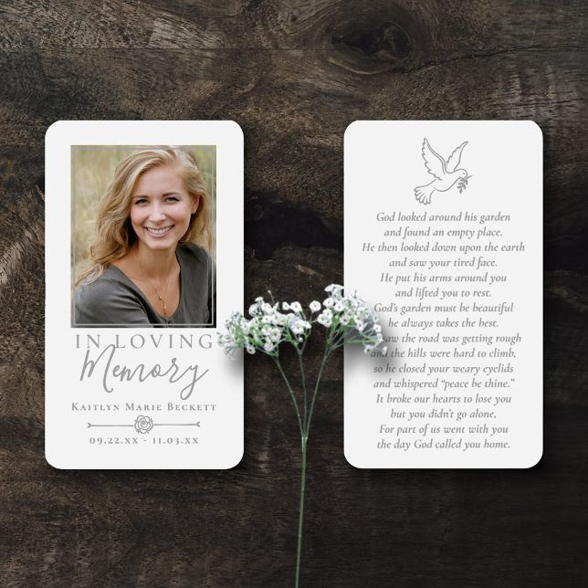 Simple Custom Photo Holy Dove Memorial Cards (Creator Uploaded)