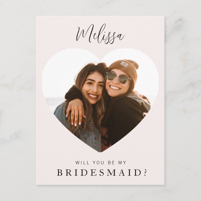 simple custom photo will you be my bridesmaid card (Front)