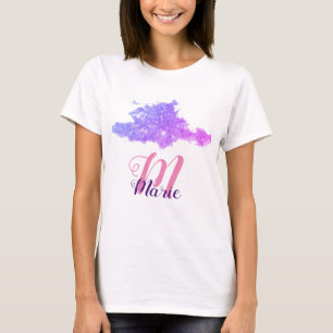 simple custom pink purple sparkle add you name let T-Shirt