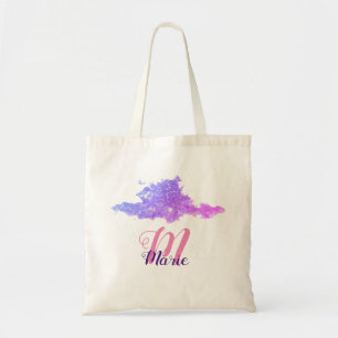 simple custom pink purple sparkle add you name let tote bag