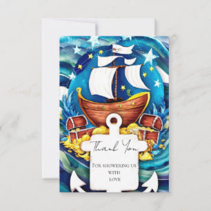 Simple Custom Pirate Baby Shower Thank You Card