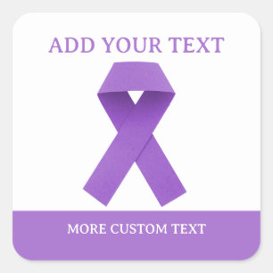 Simple Custom Purple Ribbon Awareness  Square Sticker
