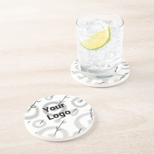 Simple custom QR code add you name logo Classic Ro Coaster