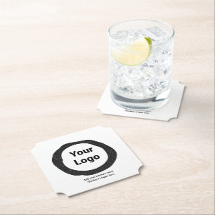 Simple custom QR code add you name logo Classic Ro Paper Coaster