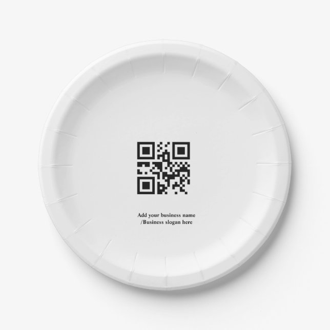 Simple custom QR code add you name logo Classic Ro Paper Plate (Front)