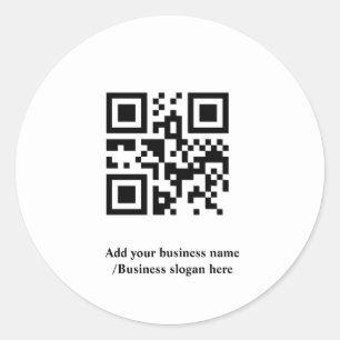 Simple custom QR code add you name logo Classic Round Sticker