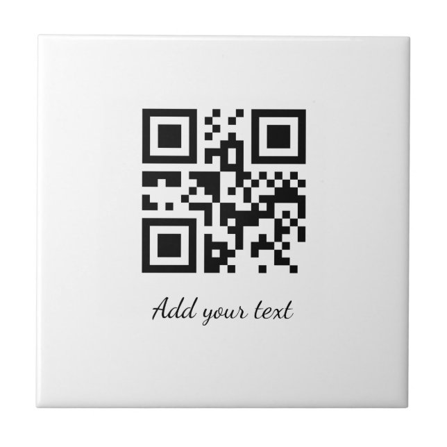 simple custom QR code add your name text  Classic  Ceramic Tile (Front)