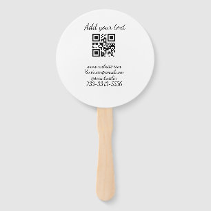 simple custom QR code add your name text Classic Hand Fan