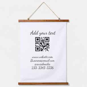 simple custom QR code add your name text Classic Hanging Tapestry