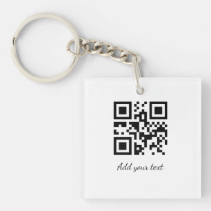 simple custom QR code add your name text Classic Key Ring