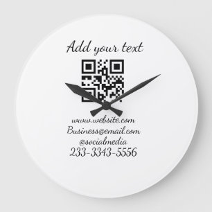 simple custom QR code add your name text Classic Large Clock