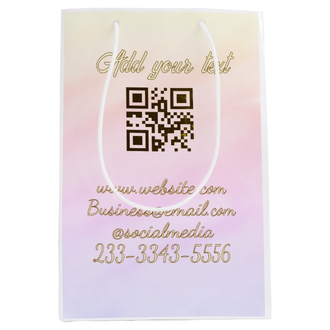 simple custom QR code add your name text  Classic  Medium Gift Bag (Front)