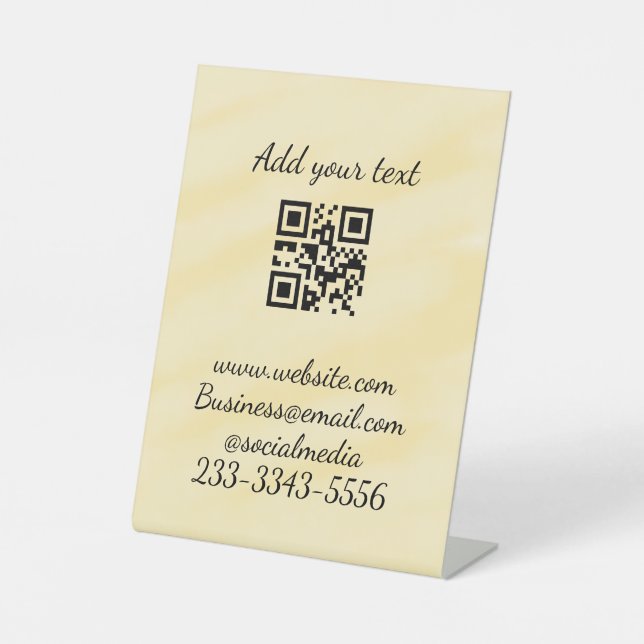 simple custom QR code add your name text  Classic  Pedestal Sign (Front)
