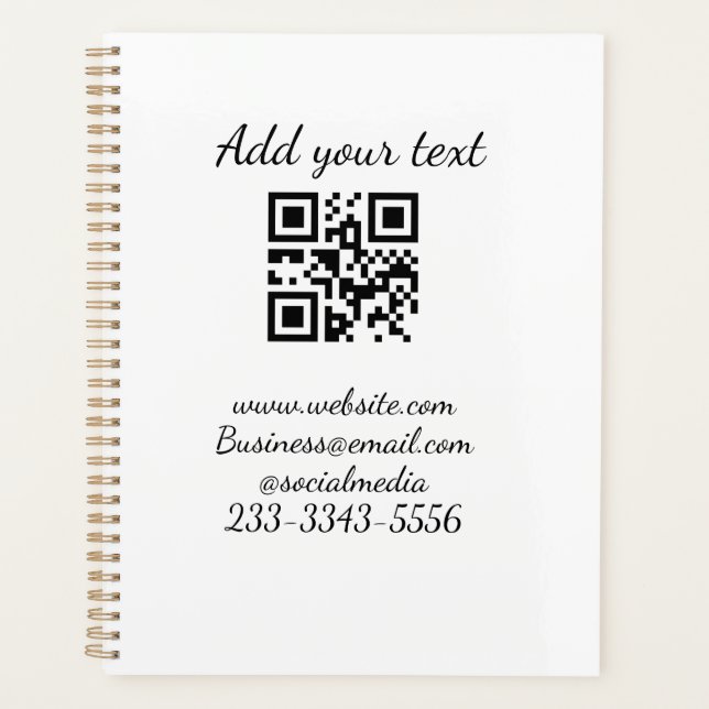 simple custom QR code add your name text  Classic  Planner (Front)