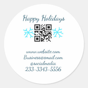 simple custom QR code add your name text Classic Round Sticker