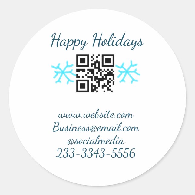 simple custom QR code add your name text  Classic  Round Sticker (Front)