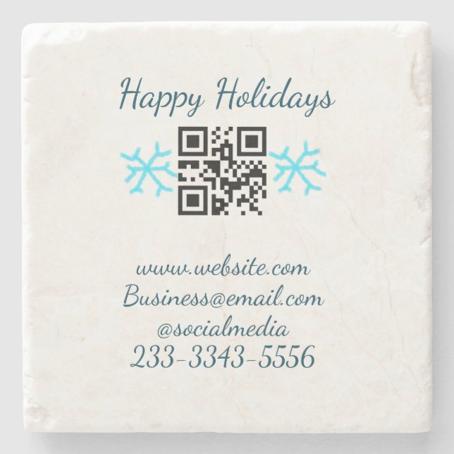 simple custom QR code add your name text  Classic  Stone Coaster (Front)