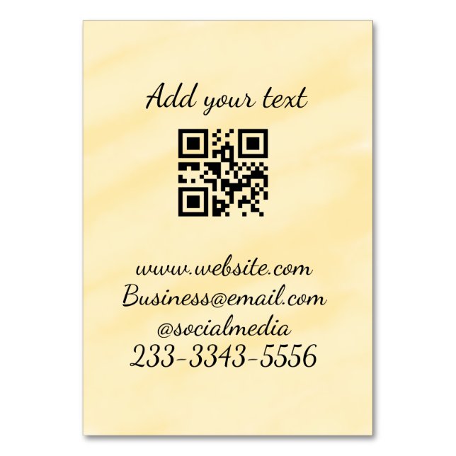simple custom QR code add your name text  Classic  Table Number (Front)