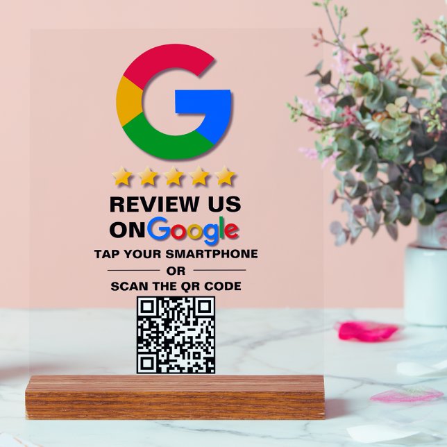 Simple Custom Qr Code Google Review Acrylic Sign (Creator Uploaded)