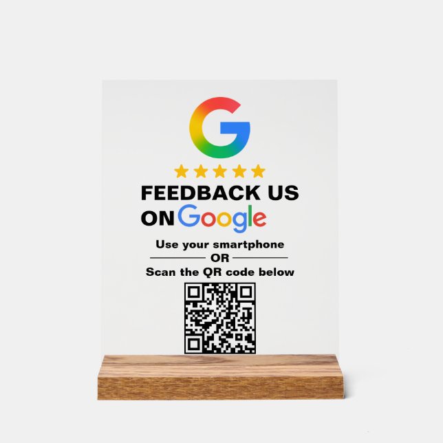 Simple Custom QR Code Google Review Display (Front)