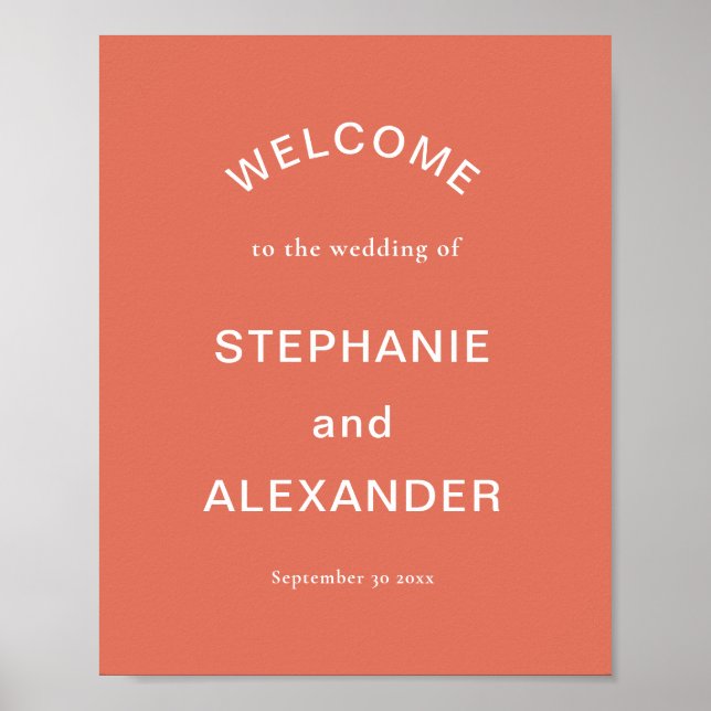 Simple Custom Terracotta Welcome to Wedding Poster (Front)