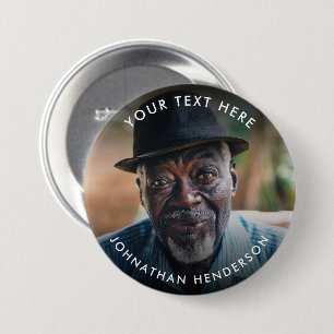 Simple Custom Text Funeral/Memorial Photo Tribute 7.5 Cm Round Badge