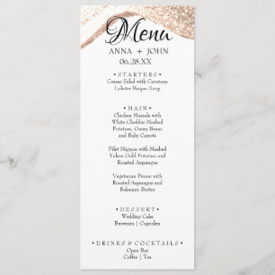 Simple Custom Text Gold Glitter Wedding Dinner Menu