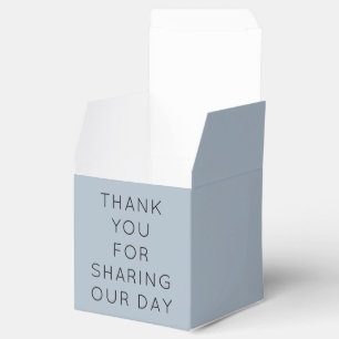 Simple Custom Thanks Dusty Blue Names Date Wedding Favour Box
