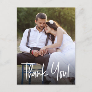 Simple Custom Wedding Photos Handlettering Script Postcard