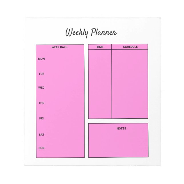 simple custom weekly planner to do list task notep notepad (Front)