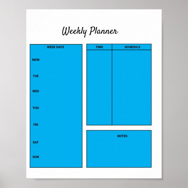 simple custom weekly planner to do list task poster (Front)