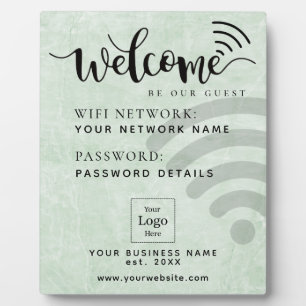 Simple Custom Wifi Network & Password Black Plaque