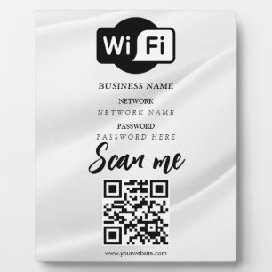 Simple Custom Wifi Network QR code Password Black Plaque