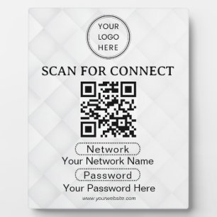 Simple Custom Wifi Network QR code Password Black Plaque