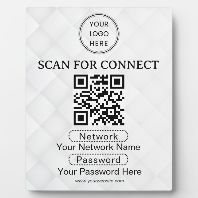 Simple Custom Wifi Network QR code Password Black Plaque (Front)