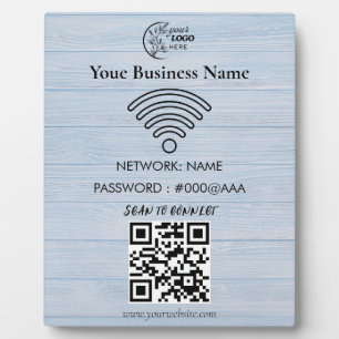 Simple Custom Wifi Network QR code Password Black Plaque