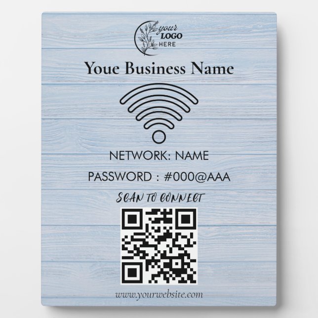 Simple Custom Wifi Network QR code Password Black Plaque (Front)