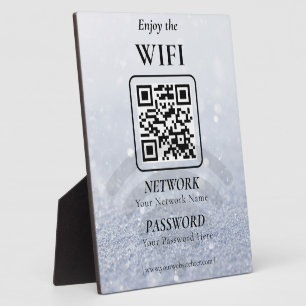 Simple Custom Wifi Network QR code Password Black Plaque
