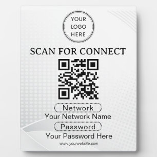 Simple Custom Wifi Network QR code Password Black Plaque