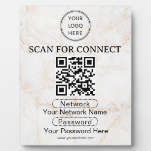 Simple Custom Wifi Network QR code Password Black Plaque