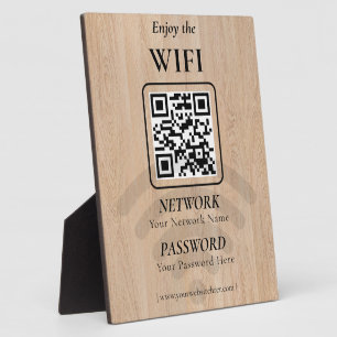 Simple Custom Wifi Network QR code Password Black Plaque