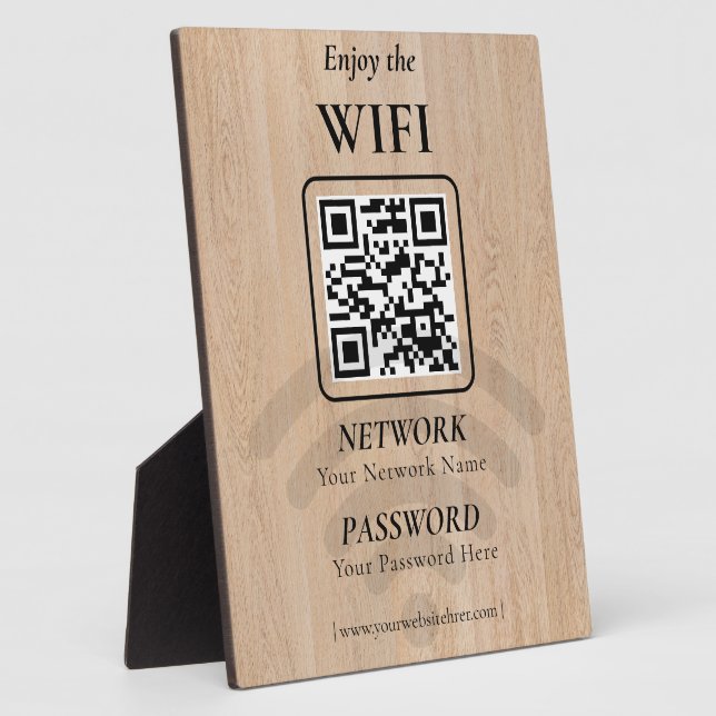 Simple Custom Wifi Network QR code Password Black Plaque (Side)