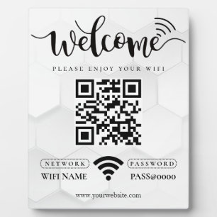 Simple Custom Wifi Network QR code Password Black Plaque