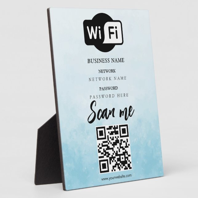 Simple Custom Wifi Network QR code Password Black Plaque (Side)