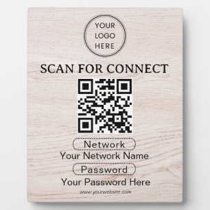 Simple Custom Wifi Network QR code Password Black Plaque