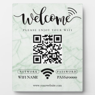Simple Custom Wifi Network QR code Password Black Plaque