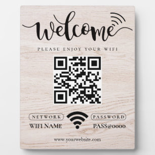 Simple Custom Wifi Network QR code Password Black Plaque