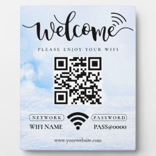 Simple Custom Wifi Network QR code Password Black Plaque