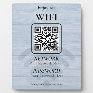 Simple Custom Wifi Network QR code Password Black Plaque
